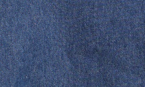 Anne Klein Chambray Double Breasted Belted Trench Coat In Blue