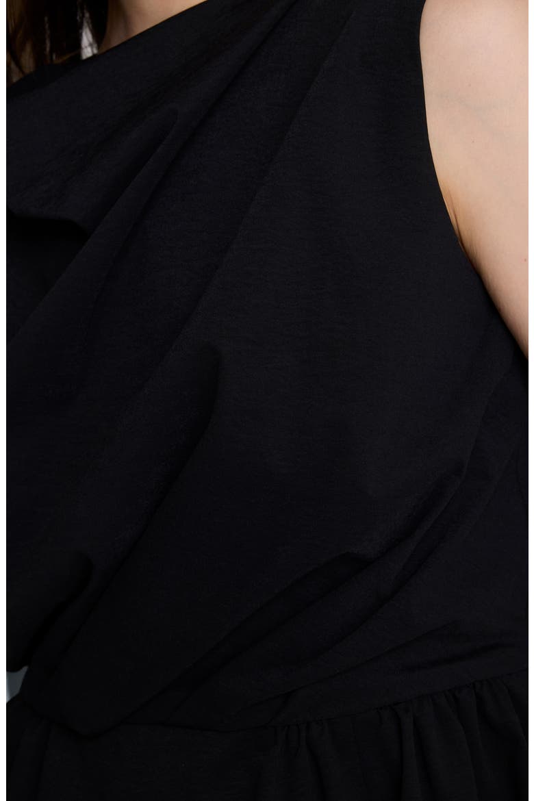 Pleated Cowl Neck Peplum Top, Alternate, color, BLACK