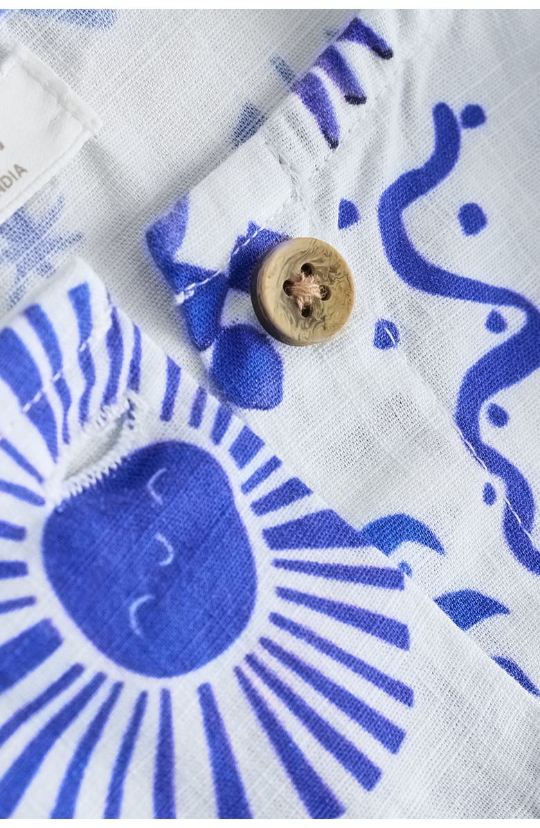 NEXT Kids' Seaside Print Ruffle Button Front Cotton Dress, Alternate, color, Blue