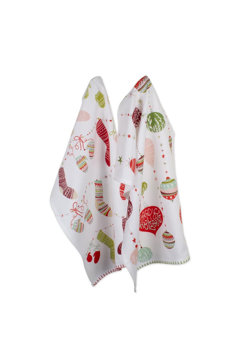 Asst Xmas Trimmings Printed Dishtowel Set/2, Main, color, Trimmings
