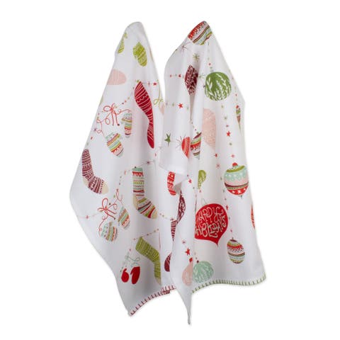 Asst Xmas Trimmings Printed Dishtowel Set/2