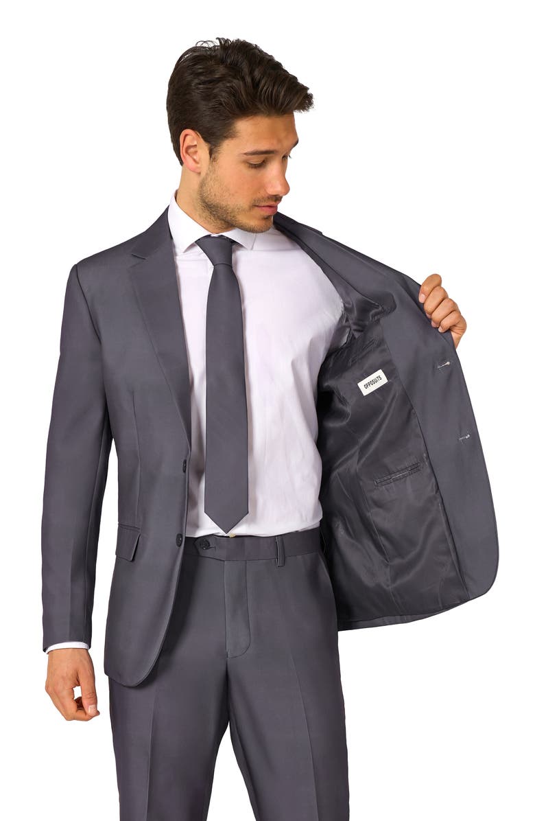 OppoSuits Charcool Slim Fit Suit with Tie, Alternate, color, Grey