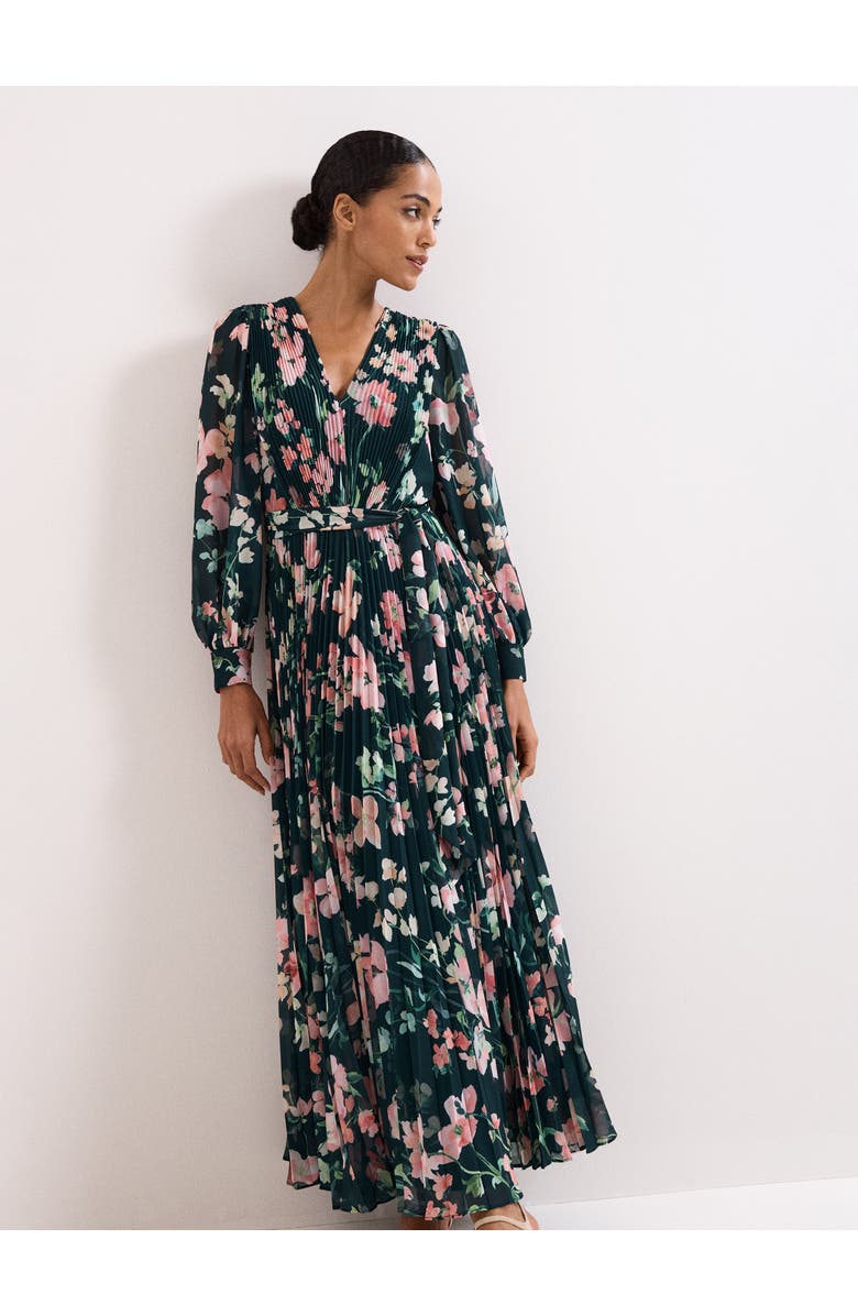 Phase Eight Rosa V-Neck Floral Maxi Dress, Alternate, color, Teal