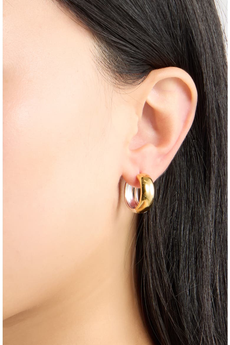 Demi-Fine Reversible Hoop Earrings, Alternate, color, 14K GOLD- STERLING PLATED