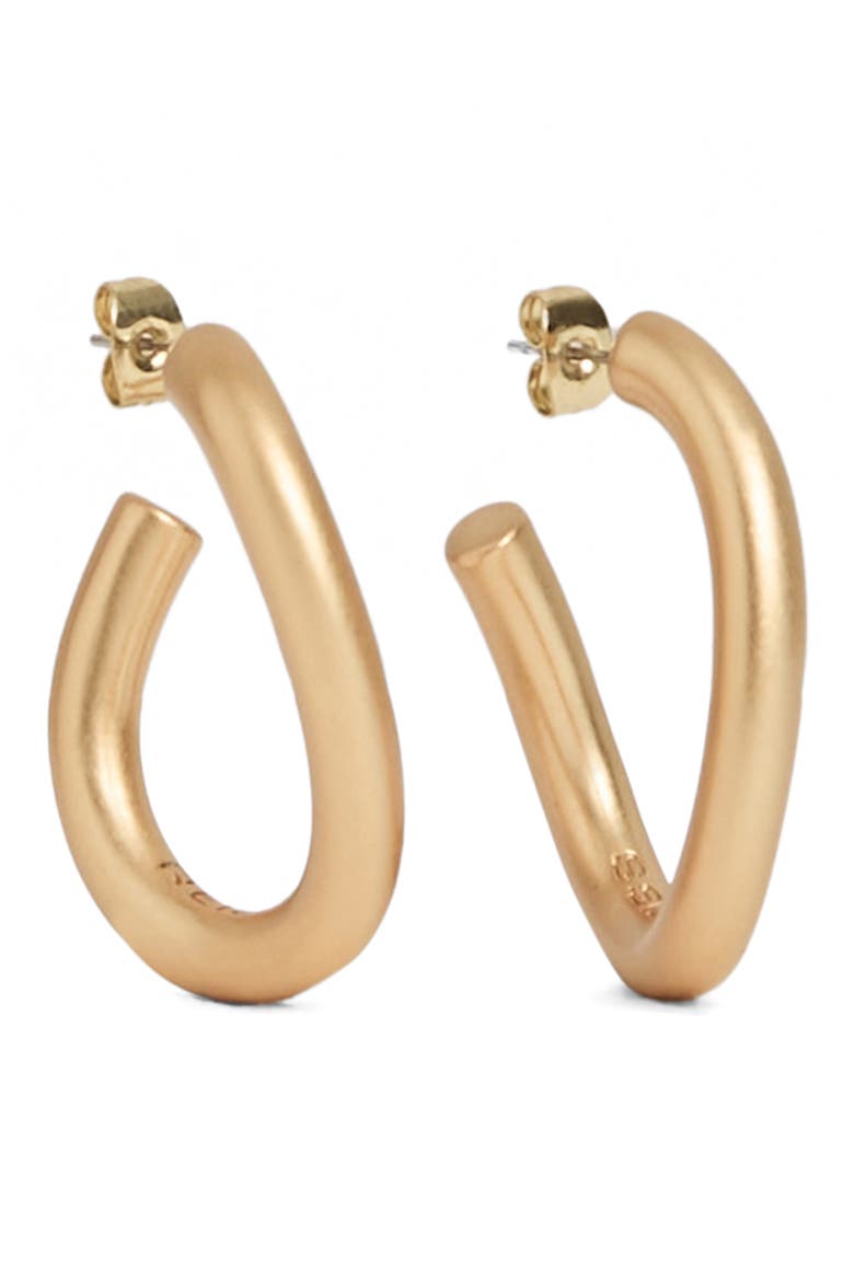 Freya Wave Hoop Earrings, Main, color, GOLD TONE