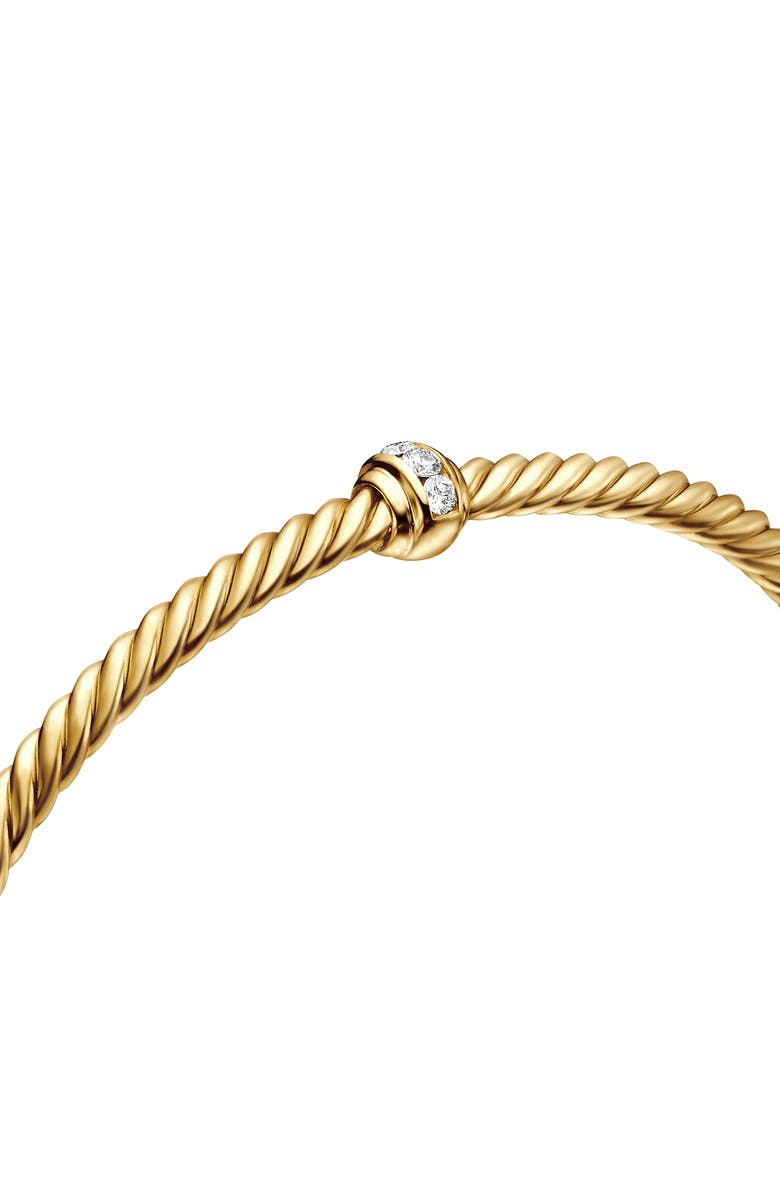 David Yurman Classic Cablespira<sup>®</sup> Station Bracelet in 18K Yellow Gold with Diamonds, 3mm, Alternate, color, 18K Yellow Gold