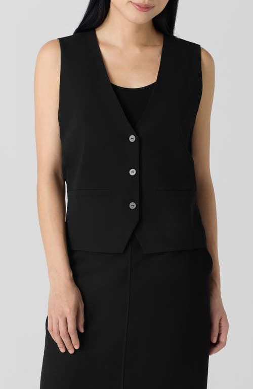 Eileen Fisher V Neck Short Silk Vest In Black