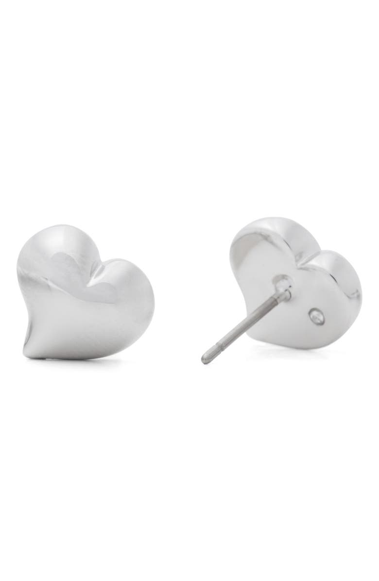 Kate Spade New York puffy heart stud earrings, Alternate, color, Silver