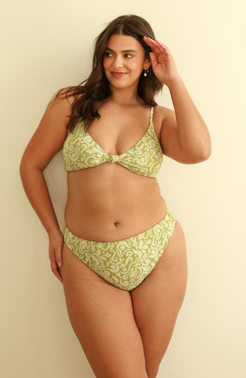 Dippin Daisys Seashore High Waist Cheeky Bikini Bottom In Twin Fin Matcha