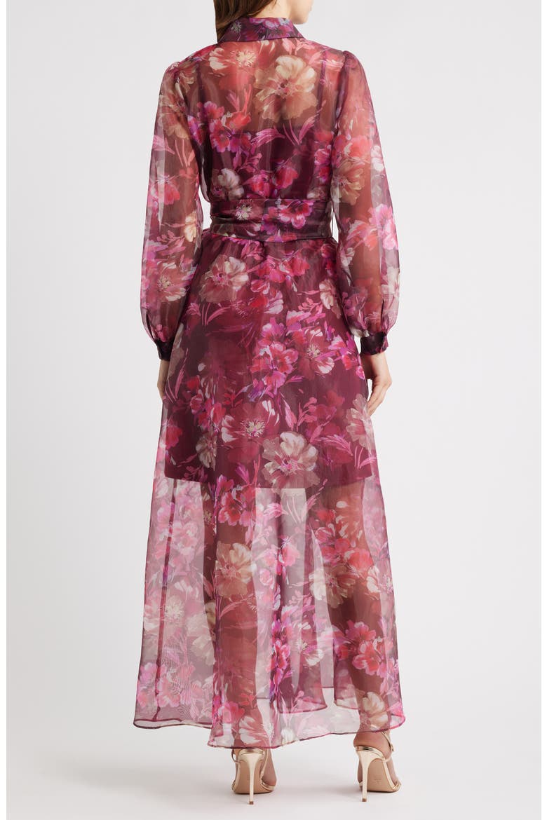 Long Sleeve Organza Shirtdress, Alternate, color, BURGUNDY PINK