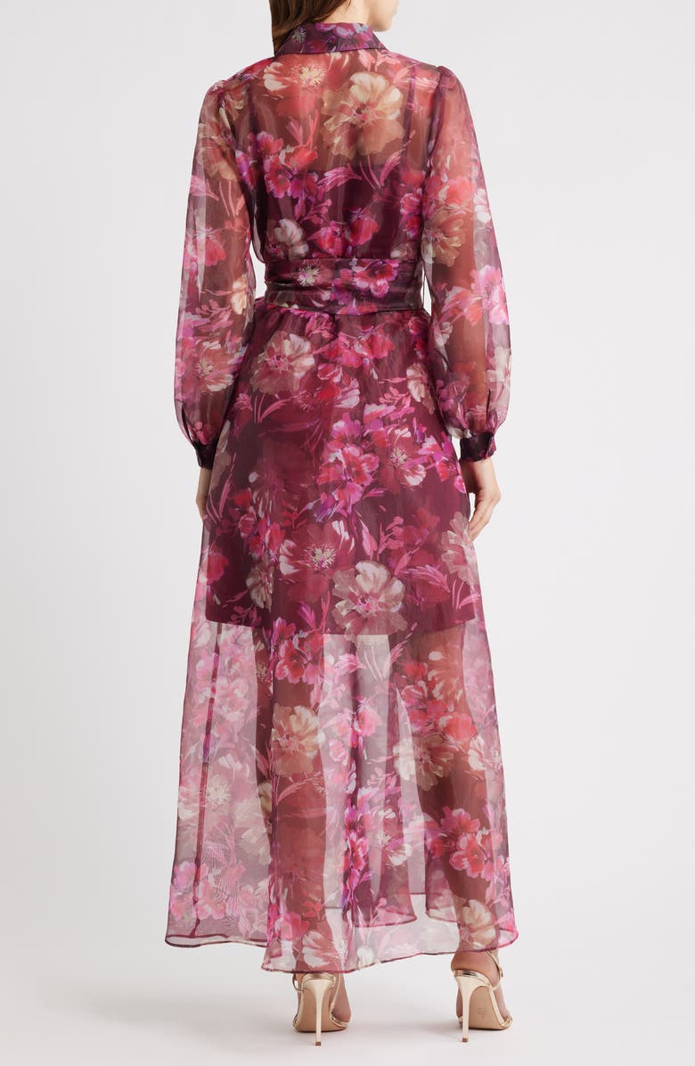 Julia Jordan Long Sleeve Organza Shirtdress, Alternate, color, Burgundy Pink