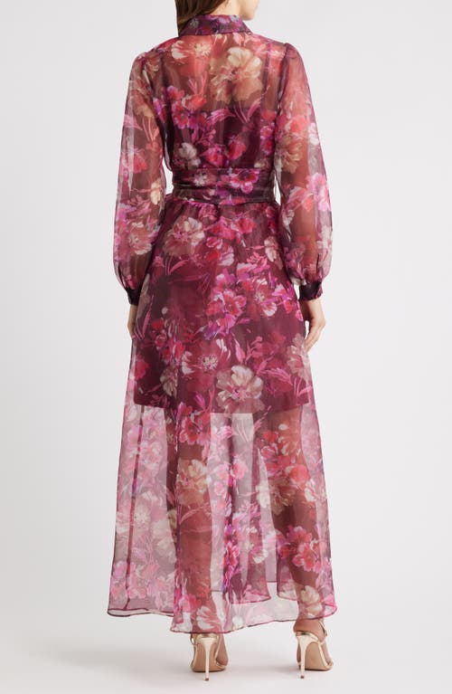 Julia Jordan Long Sleeve Organza Shirtdress In Pink