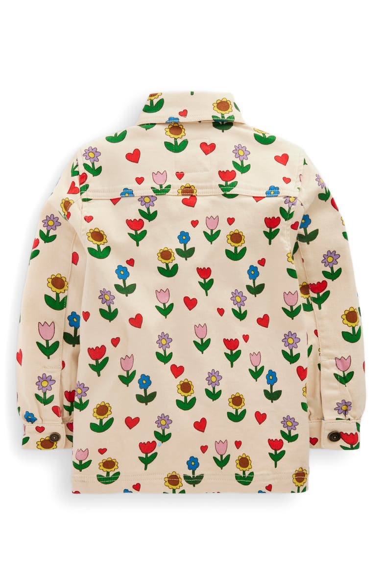 Mini Boden Kids' Floral Denim Jacket, Alternate, color, Ivory Sunflower Garden