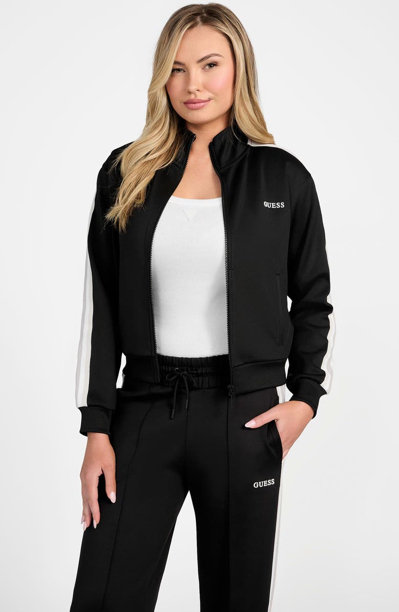 GUESS Yarrow Scuba Knit Track Jacket, Alternate, color, Jblk-Black2