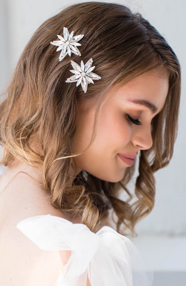 Brides & Hairpins Sena Set of 2 Clips, Alternate, color, Silver