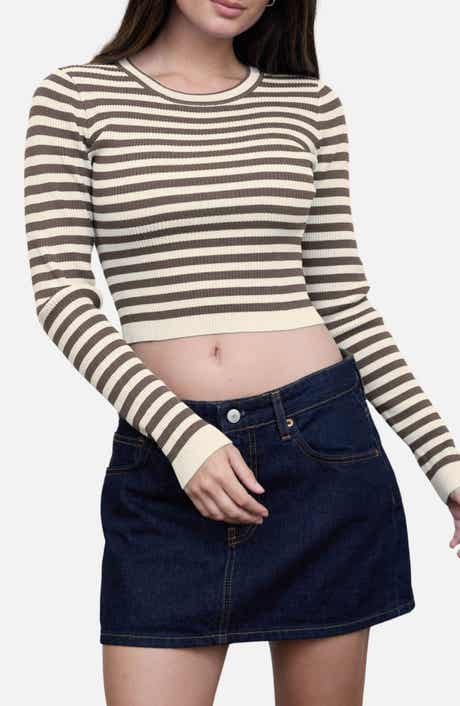 Striped Cropped Ribbed Sweater