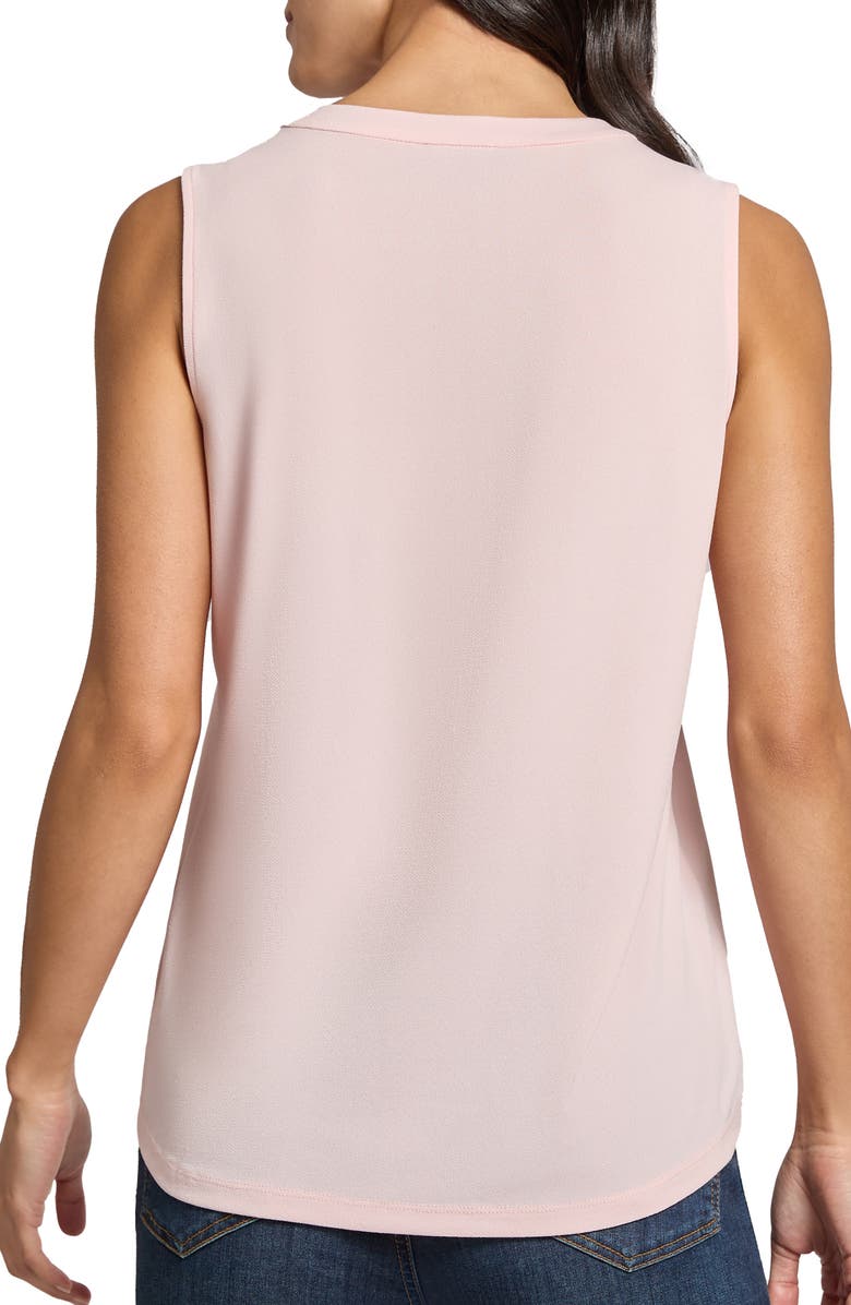 Jones New York Pleated V-Neck Moss Crepe Tank, Alternate, color,