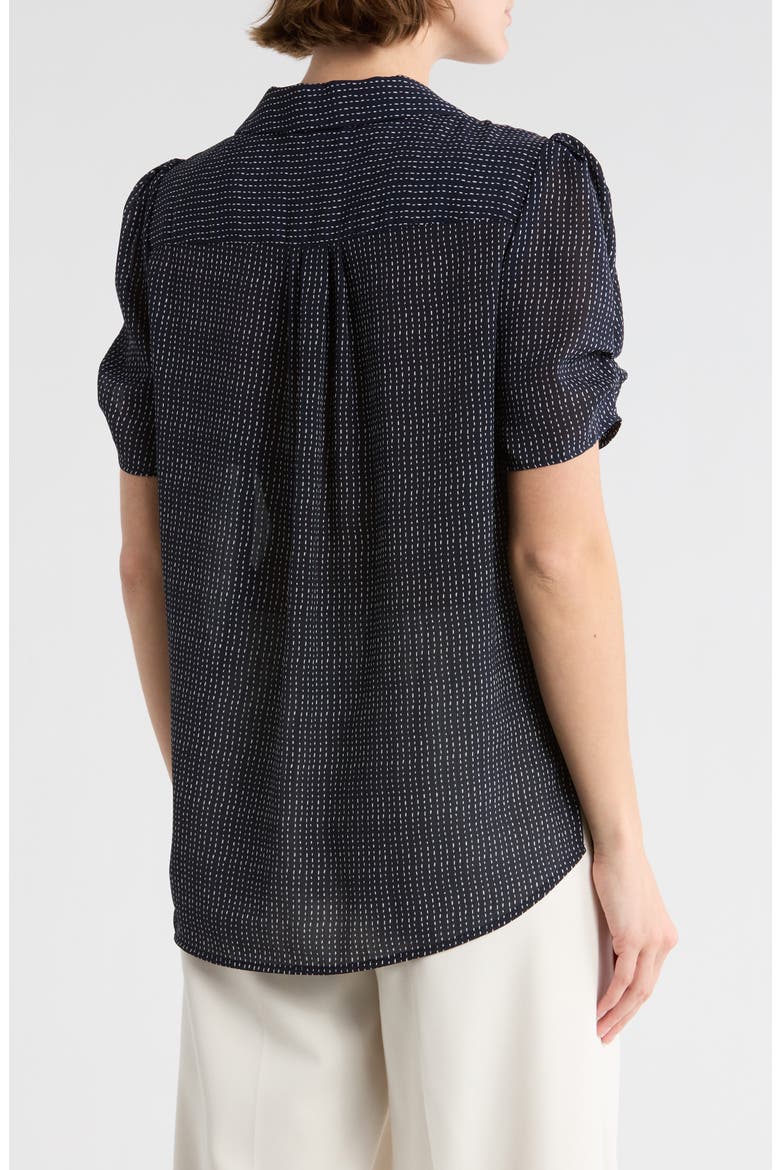 Patterned Pinch Sleeve Button-Up Shirt, Alternate, color, NAVY/IVORY PAINT BRUSH STRIPE