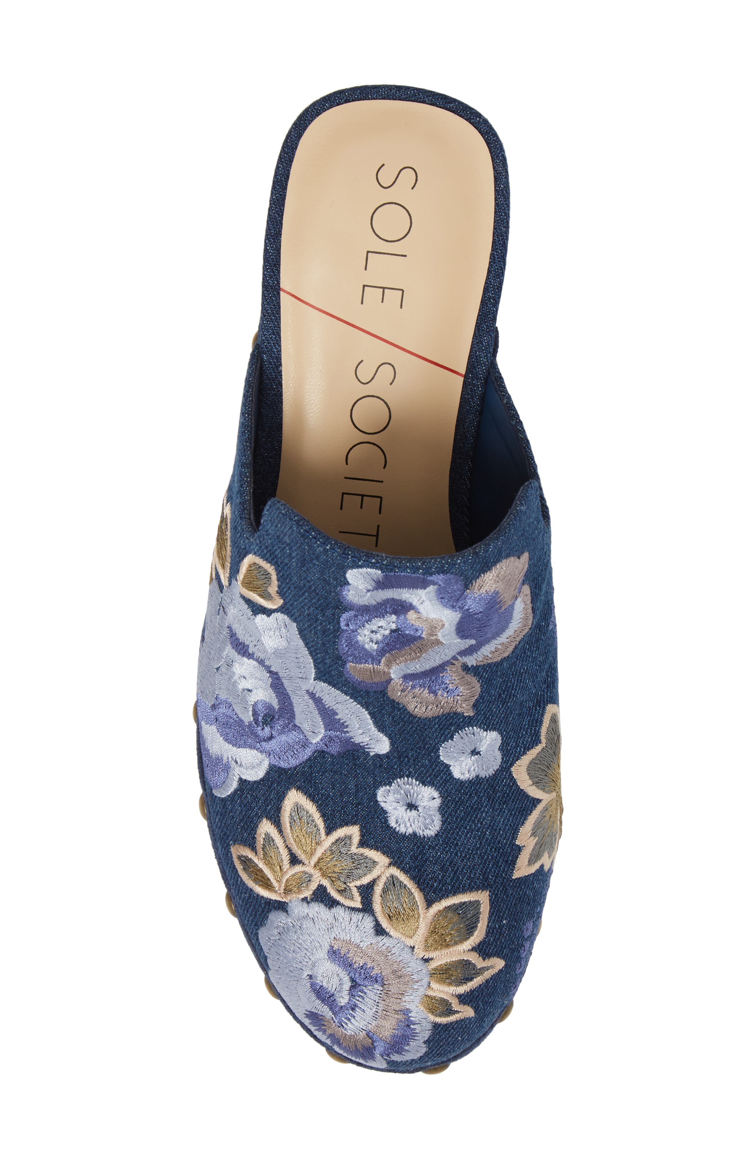 Madelina Clog, Alternate, color, DARK DENIM EMBROIDERY