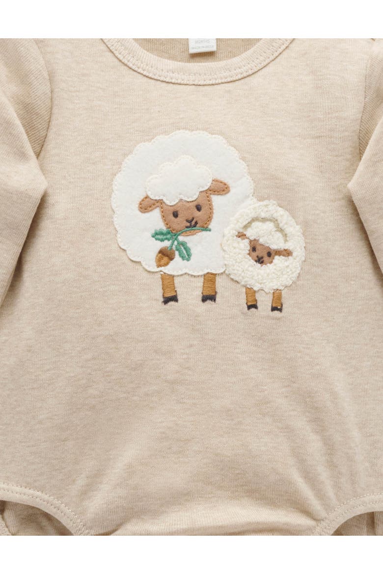 Applique Bodysuit, Alternate, color, Almond Melange