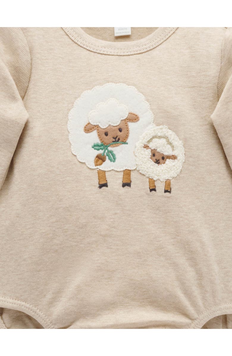 Purebaby Applique Bodysuit, Alternate, color, Almond Melange