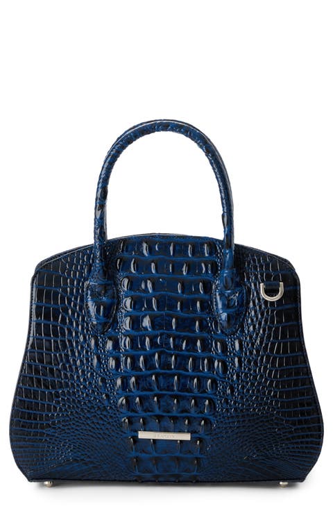 Rosetta Croc Embossed Leather Satchel