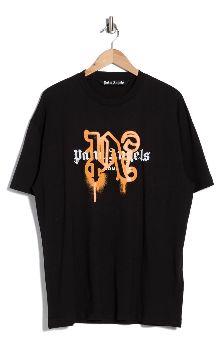 Palm Angels Logo Graphic Cotton T-Shirt, Alternate, color, Black