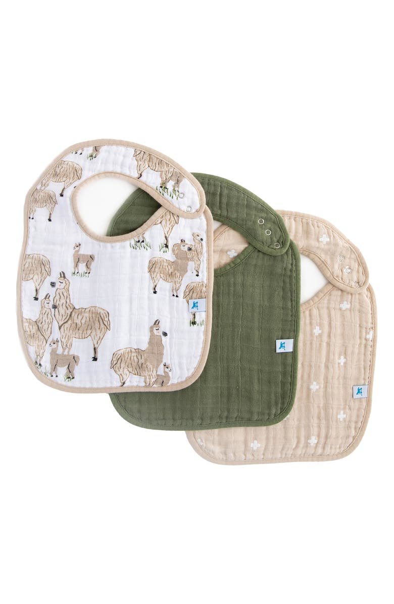 little unicorn 3-Pack Classic Cotton Muslin Bibs, Main, color, Llama Llama