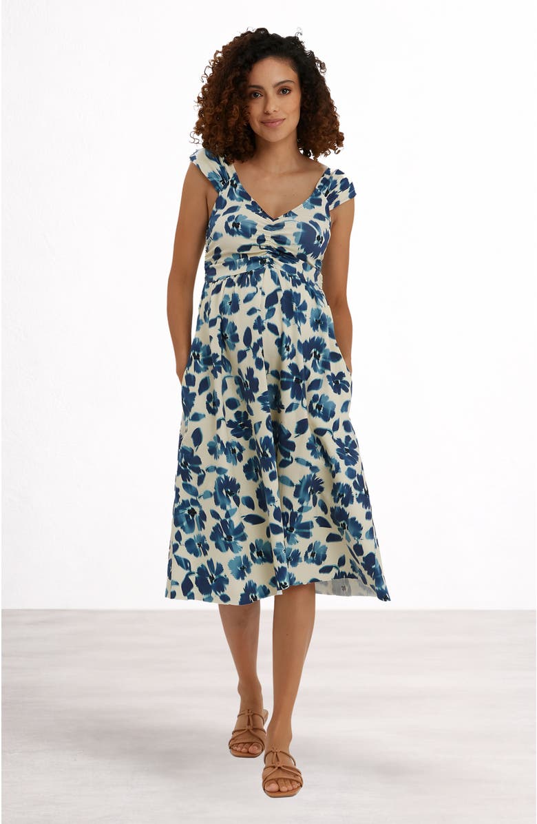 Nom Maternity Cheri Maternity & Nursing Dress, Main, color, Ikat Floral