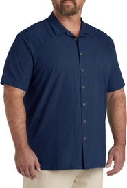 Oak Hill by DXL Big & Tall Solid Camp Shirt