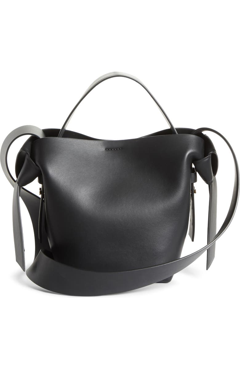 Acne Studios Mini Musubi Leather Top Handle Bag, Alternate, color, Black