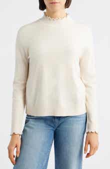 Wit & Wisdom Bead Detail Mock Neck Sweater