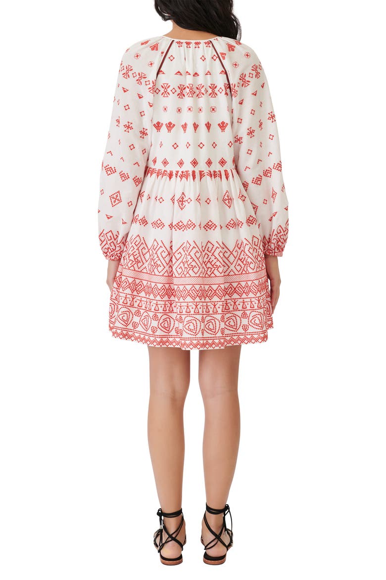 Rolipa Embroidered Cotton Long Sleeve Dress, Alternate, color, RED