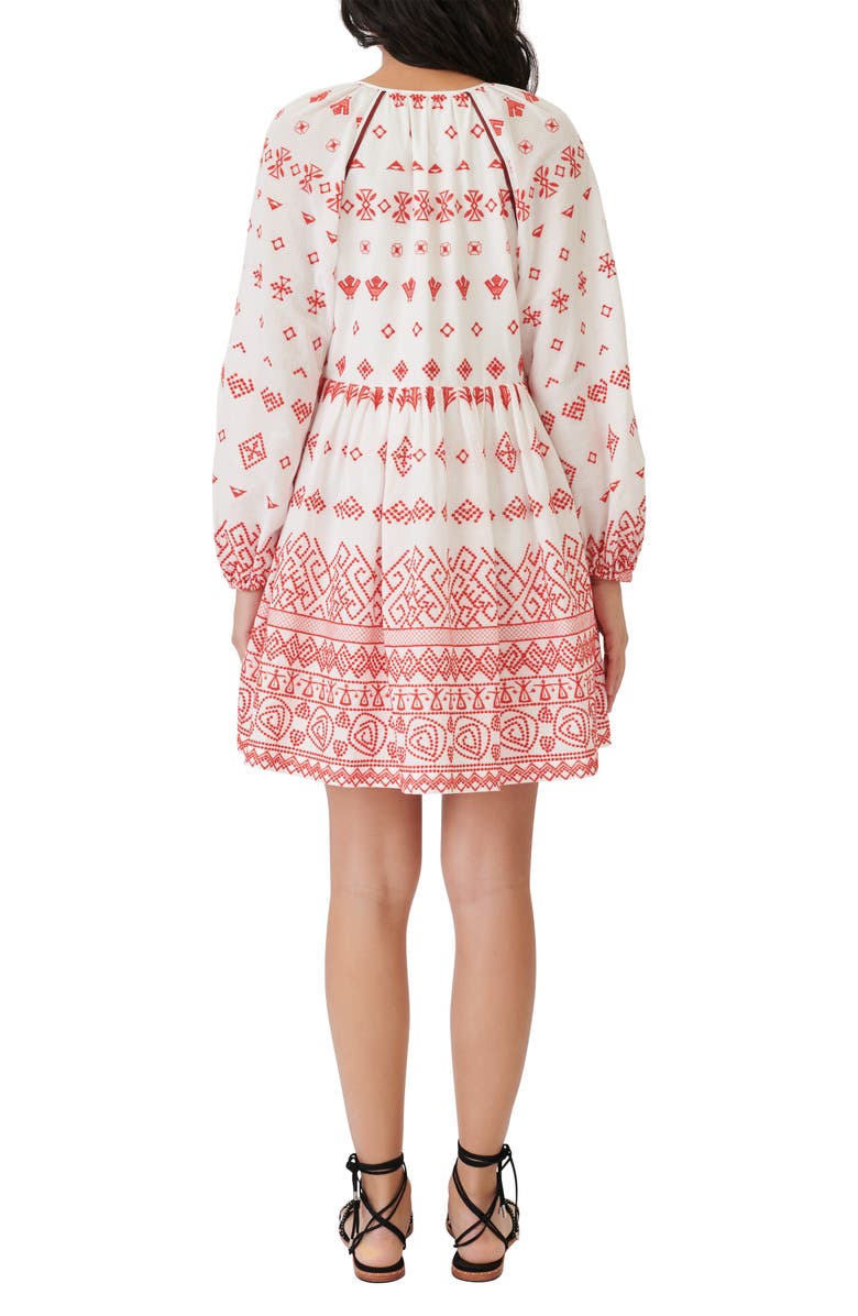 maje Rolipa Embroidered Cotton Long Sleeve Dress, Alternate, color, 