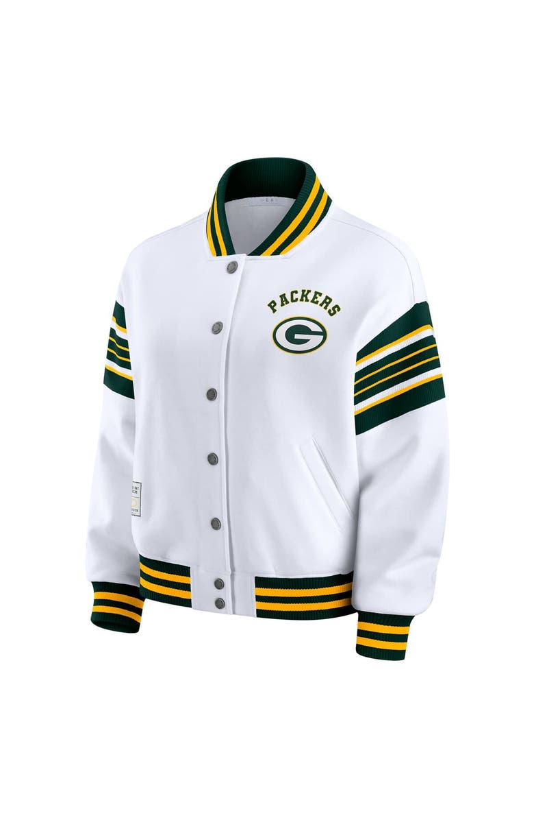 WEAR by Erin Andrews Women's WEAR by Erin Andrews White Green Bay Packers Plus Size Full-Snap Fleece Sweatshirt Jacket, Alternate, color, White