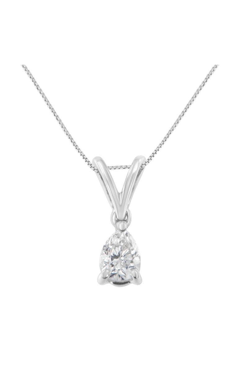 Haus of Brilliance 10K White Gold 1/5 cttw Diamond Pear Pendant Necklace, Main, color, White