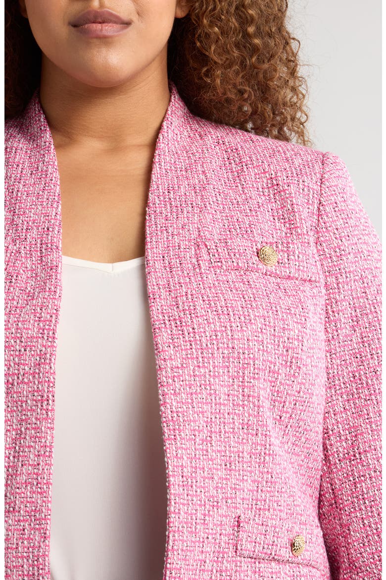 Tweed Four Pocket Collarless Blazer, Alternate, color, PNK PERFECTION MULTI