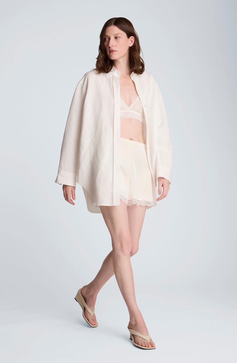 Kenneth Cole Tonal Lace Shorts, Alternate, color, Feather White