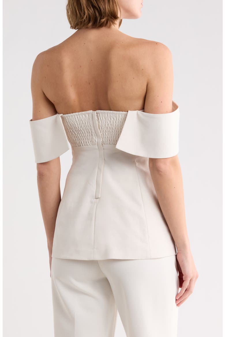Draped Cap Sleeve Cotton Blend Sateen Top, Alternate, color, SNOW