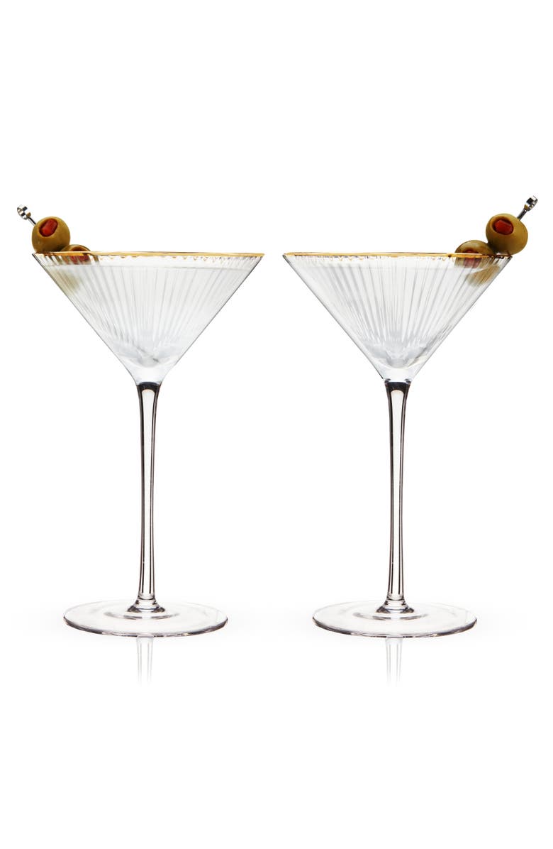 Viski Meridian Crystal Martini Glasses Set of 2, Alternate, color, Clear