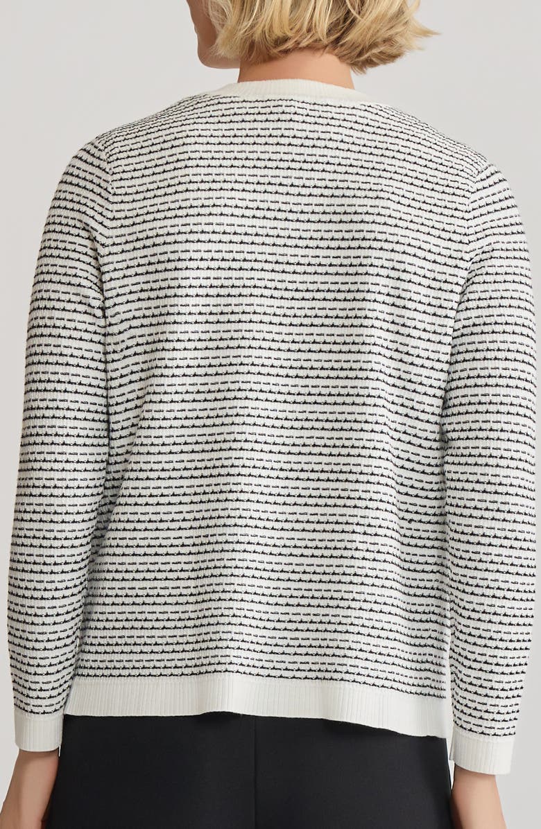 KASPER Textured Cardigan, Alternate, color, Vanilla Ice/ Black