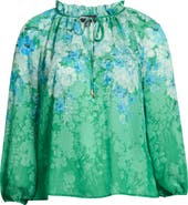Tahari ASL Floral Print Tie Neck Top