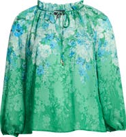 Tahari ASL Floral Print Tie Neck Top