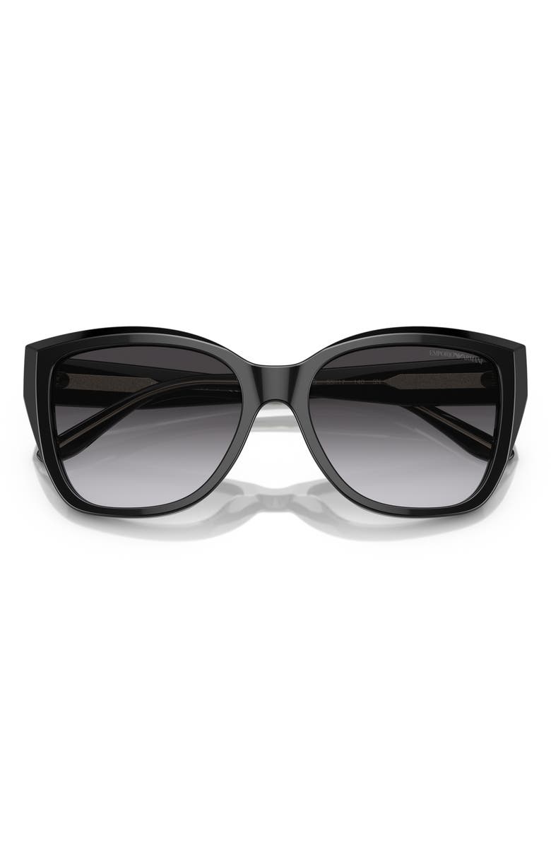 Emporio Armani 55mm Gradient Cat Eye Sunglasses, Alternate, color, Black / Gradient Grey