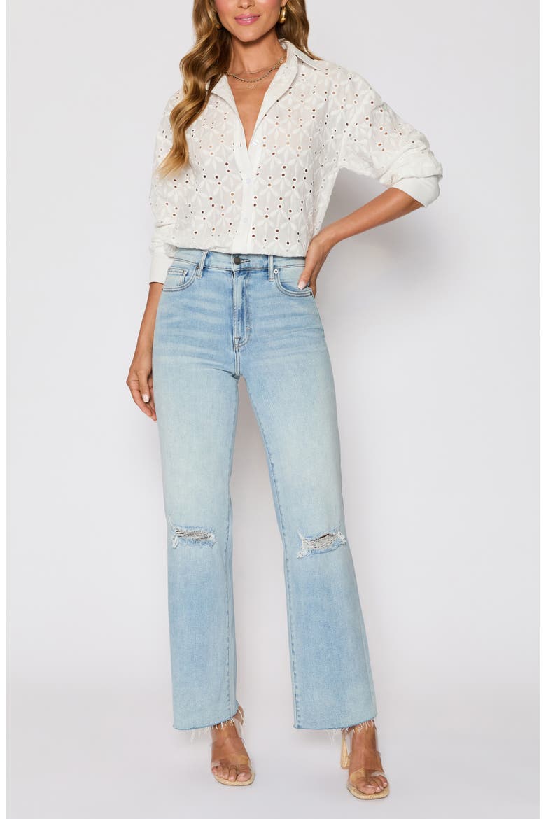 Garden Stroll Floral Eyelet Button-Up Shirt (Nordstrom Exclusive), Alternate, color, WHITE