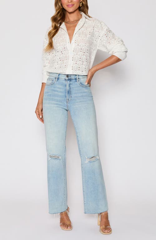 Vici Collection Garden Stroll Floral Eyelet Button-up Shirt In White