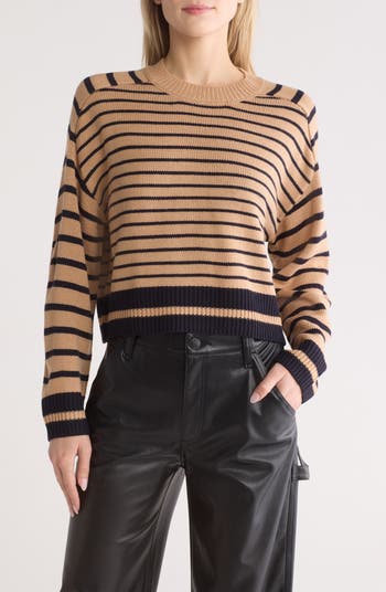 ZESICA Women's Fall Long Sleeve Crew Neck Striped Color