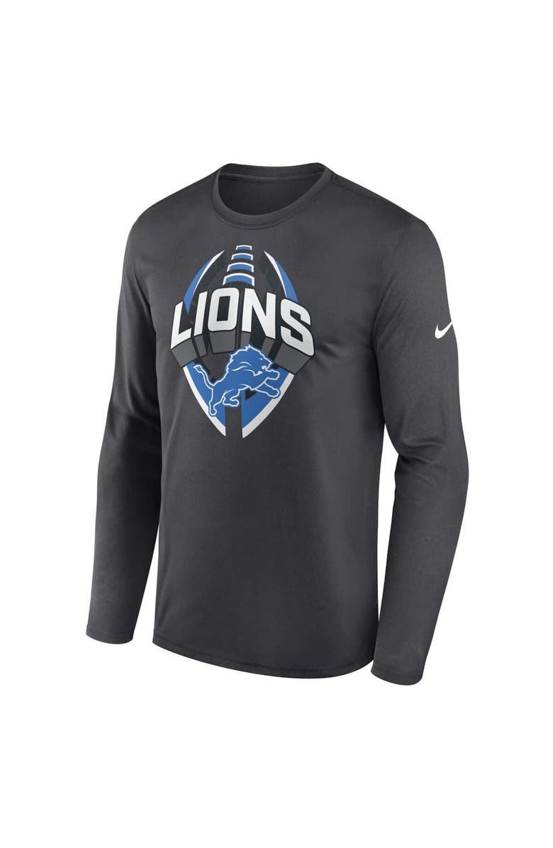Nike Men's Nike Anthracite Detroit Lions Primetime Legend Icon Performance Long Sleeve T-Shirt, Alternate, color, Anthracite