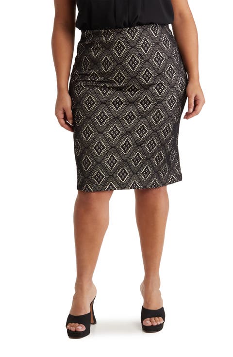 Diamond Print Pencil Skirt (Plus)