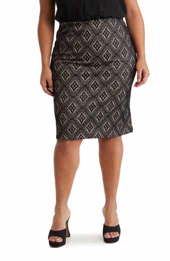 Diamond Print Pencil Skirt